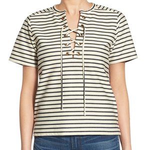 Madewell Striped Lace up Top